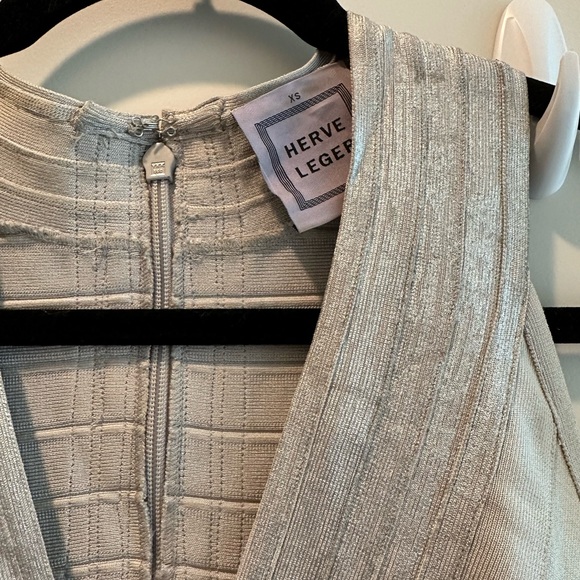 Mini Herve Ledger Bondage Silver Metallic Dress - Picture 3 of 6